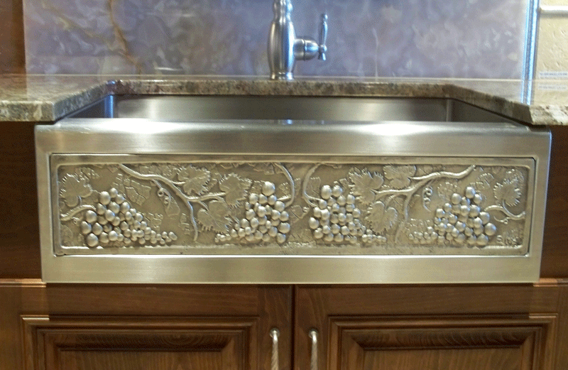 Elite Bath Kitchen Sinks Farmhouse - Stainless Steel Chameleon SS32SBN 32" Single Bullnose Sink 32 x 22.5" - Includes Art Panel